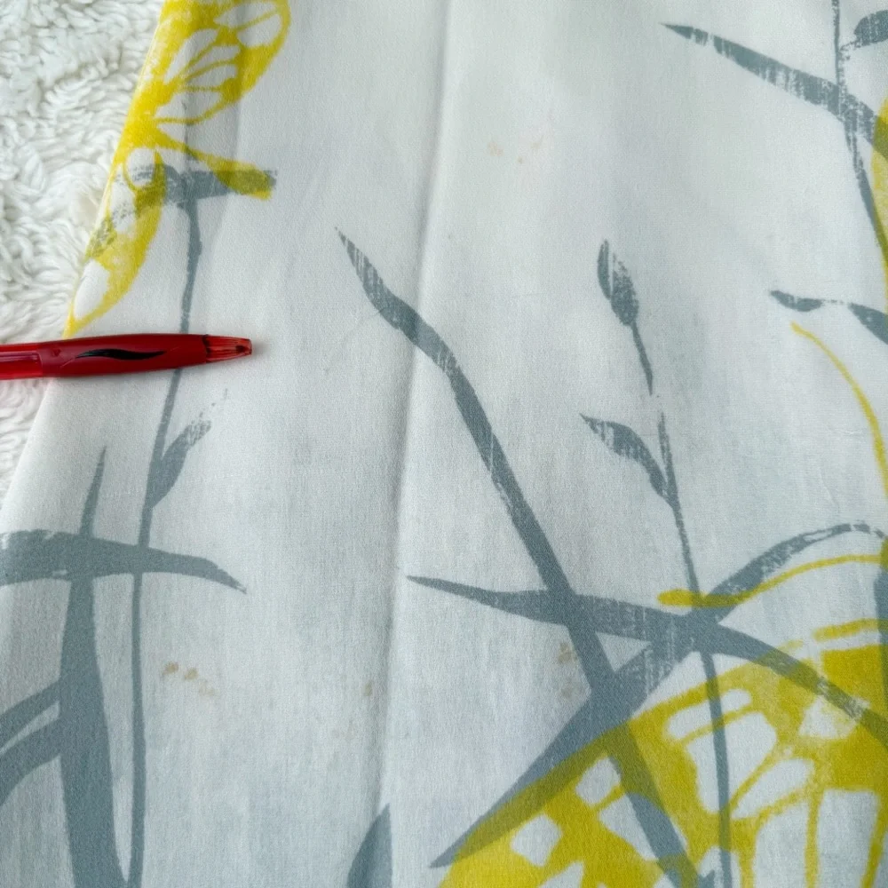 VTG 90s Y2K Mureli Woman Silk Gray Yellow Butterfly Floral RelaxMaxi Dress XL - Picture 7 of 8